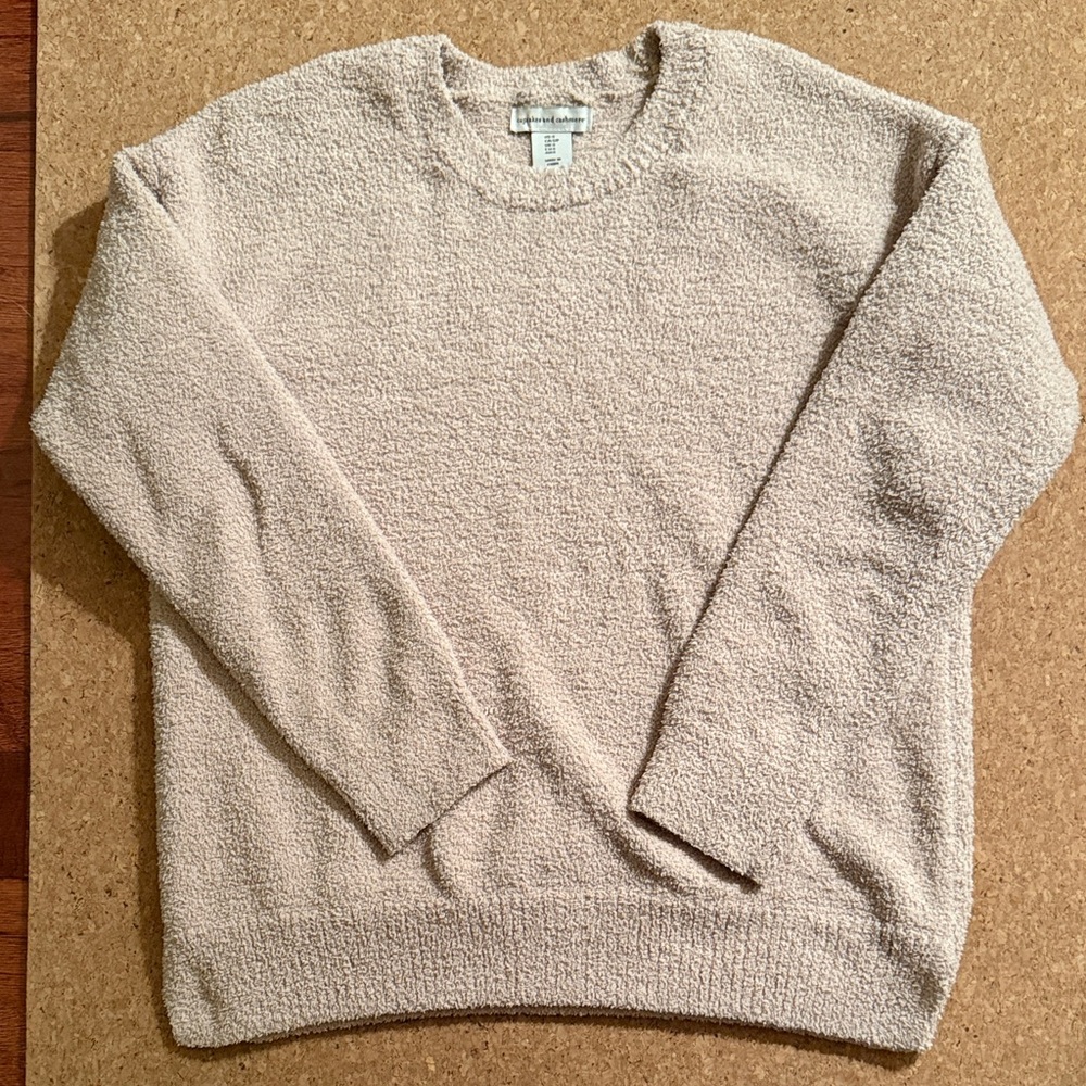 Cupcakes & Cashmere Cream Bouclé Crewneck Sweater Cozy Neutral Knit Size Small